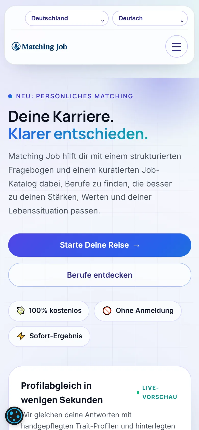 Matching Job auf dem Smartphone